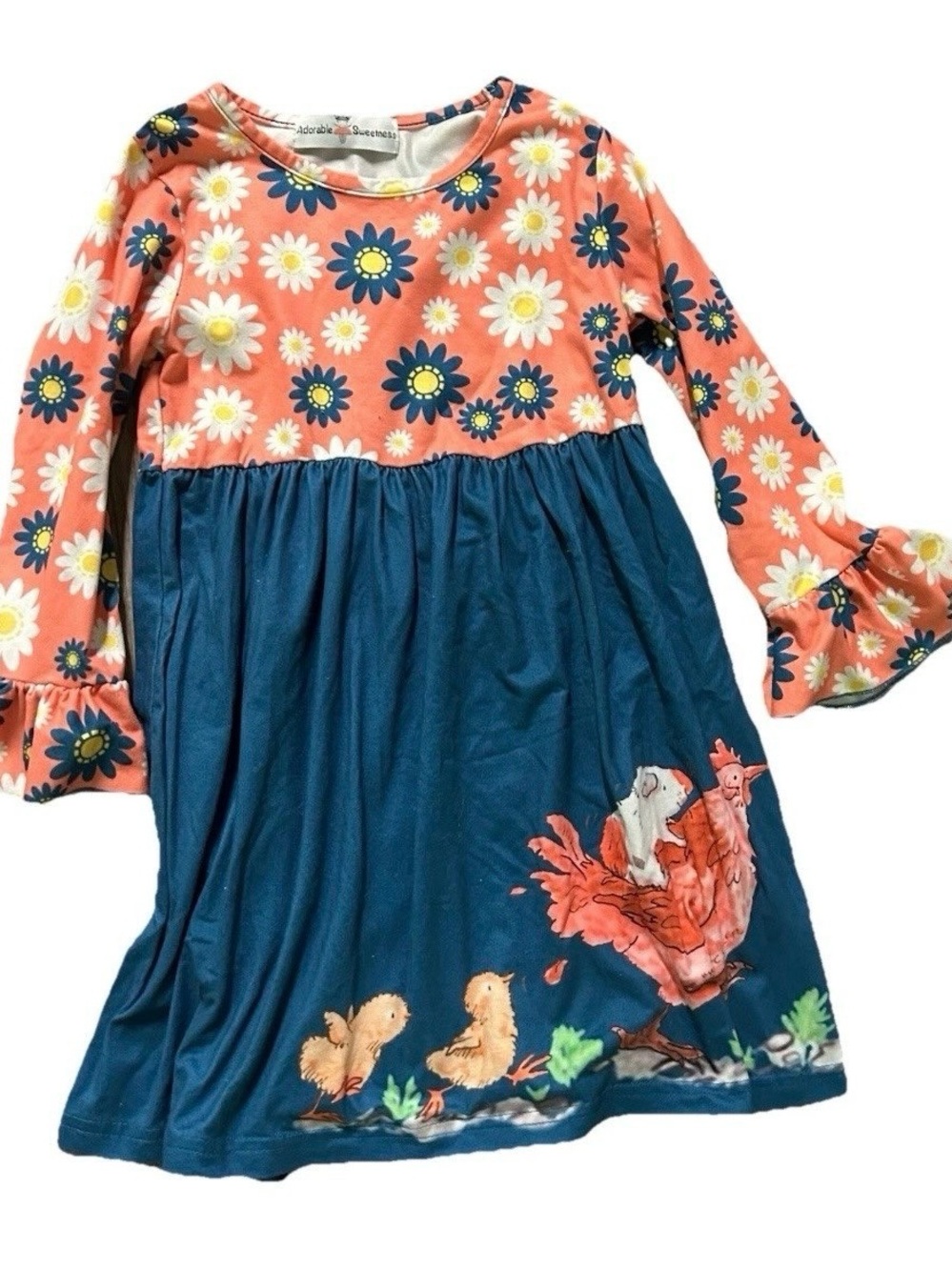 Toddler Girl Adorable Sweetness Dress Ruffle Floral Animals Size 4